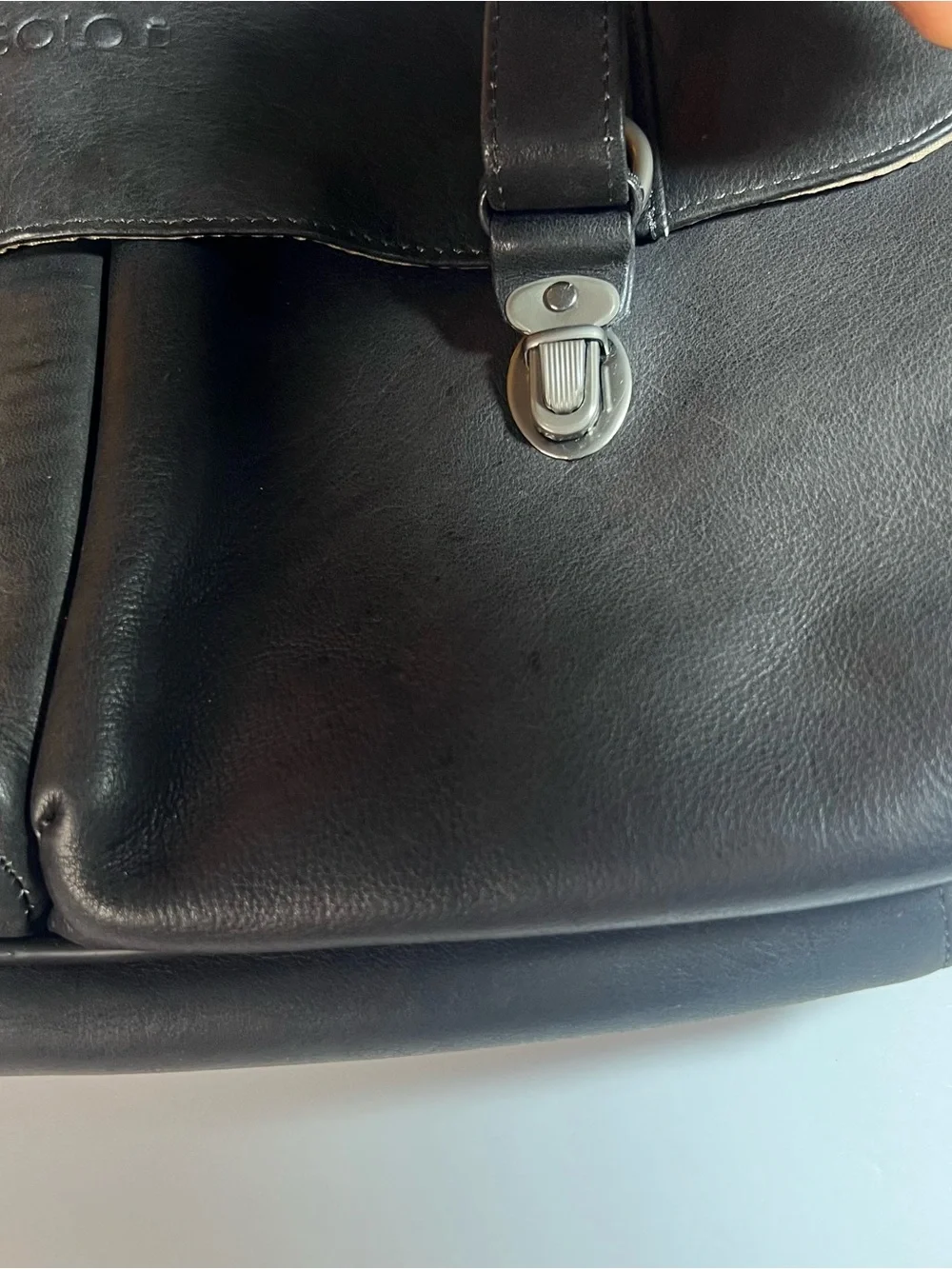 solo Black Leather Briefcase Messenger for Men
